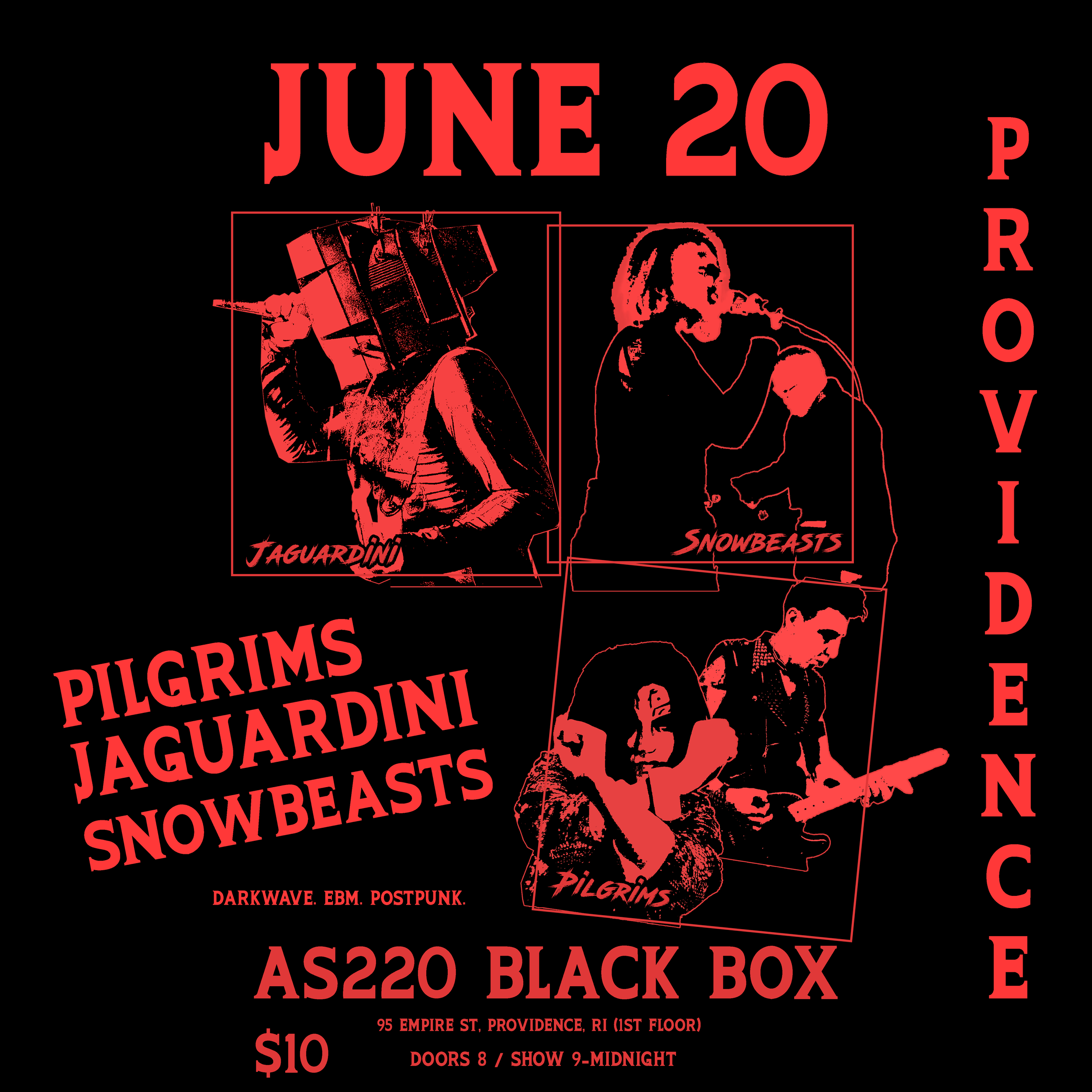 Flyer for 'Pilgrims, Snowbeasts, Jaguardini'
