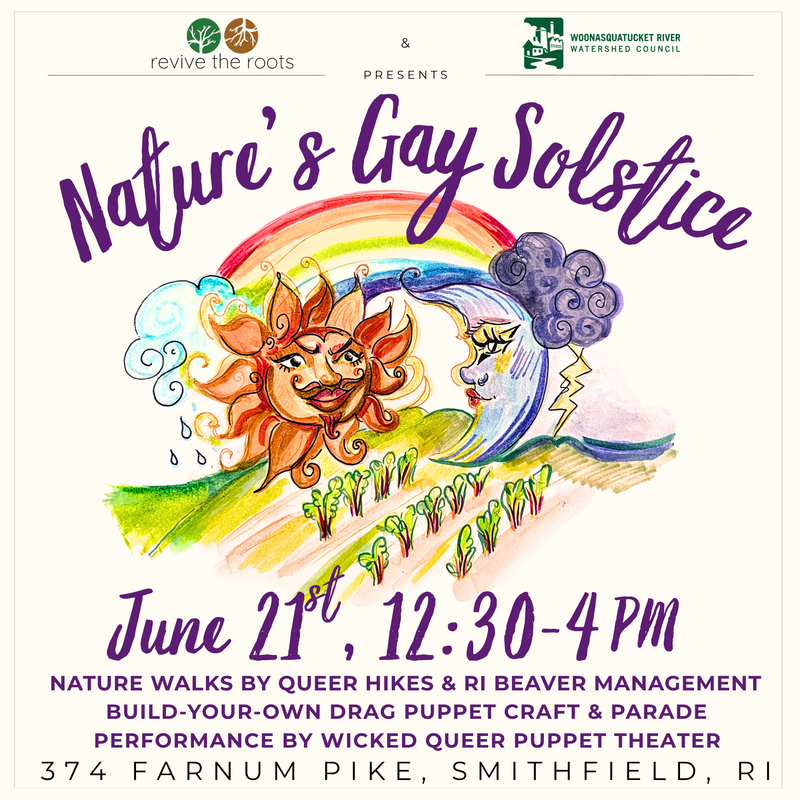 Flyer for 'Nature’s Gay Solstice at Revive The Roots'