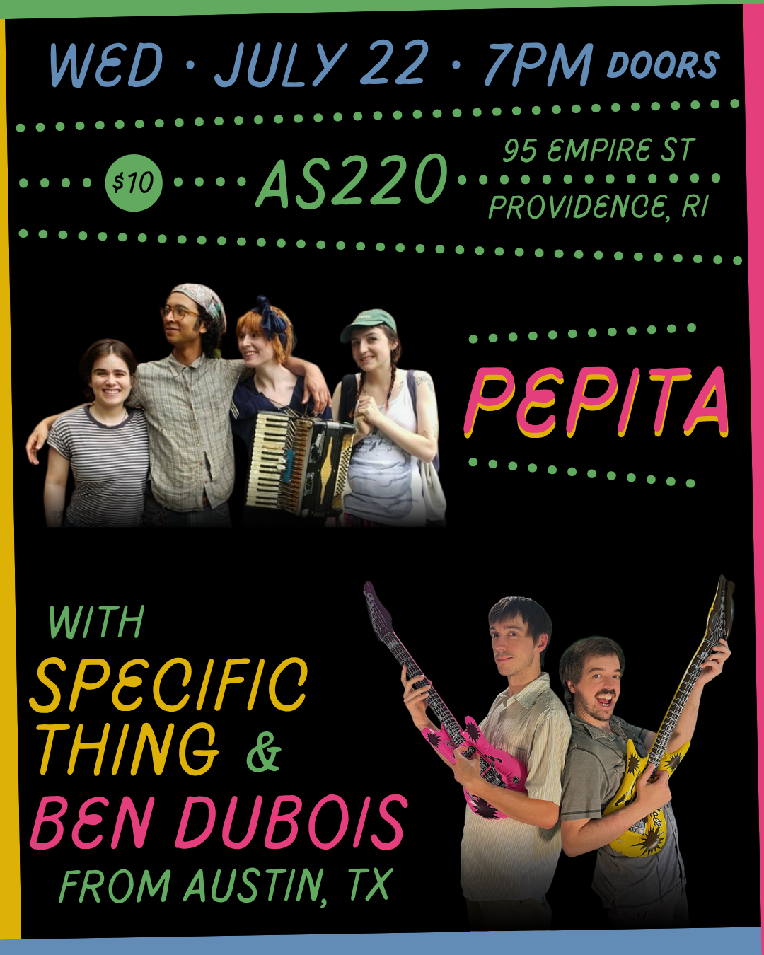 Flyer for 'Pepita, Specific Thing, Ben Dubois'