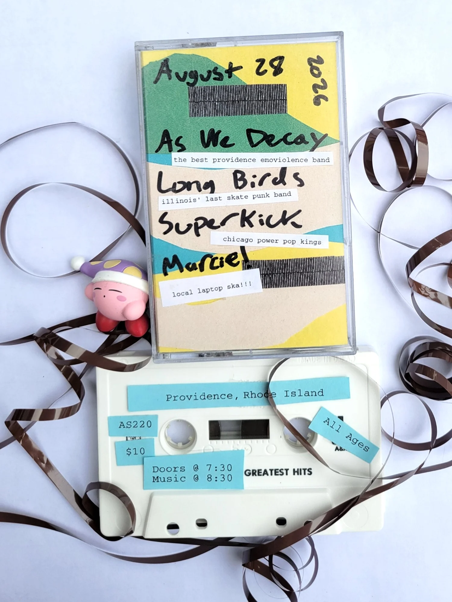 Flyer for 'As We Decay, Long Birds, Superkick, Marcie!'
