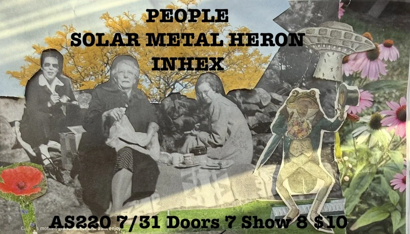 Flyer for 'PEOPLE, Solar Metal Heron, Inhex'