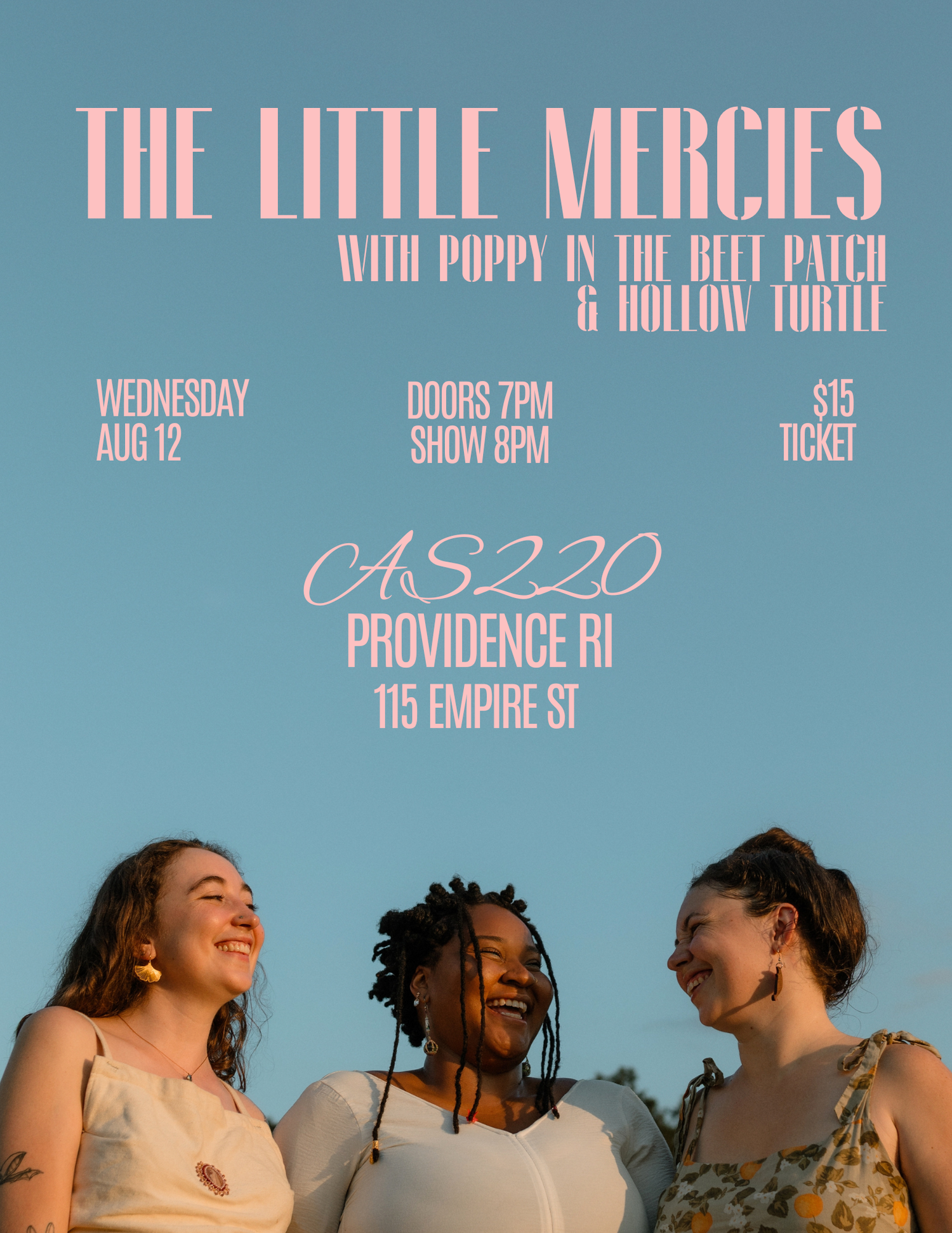 Flyer for 'The Little Mercies, Hollow Turtle, Poppy in the Beet Patch'