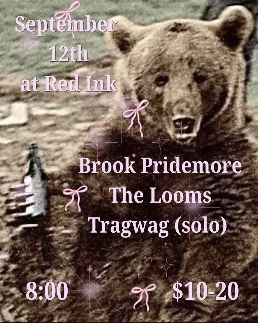 Flyer for 'Brook Pridemore, The Looms, Tragwag (solo)'
