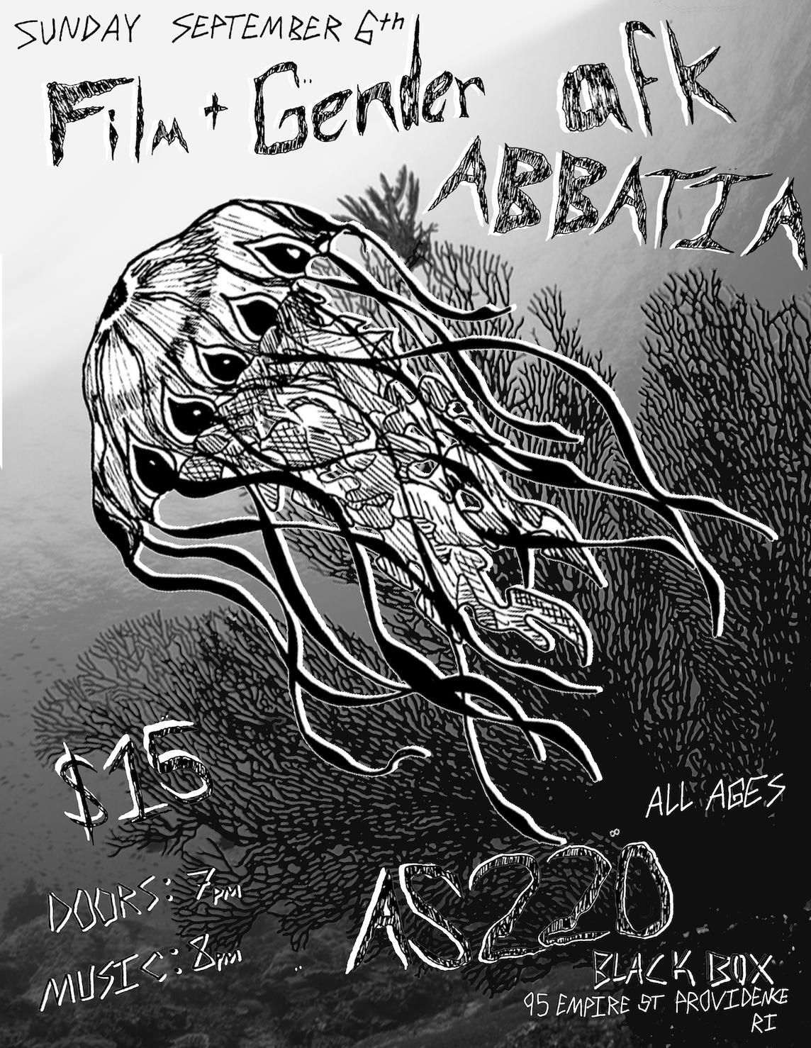 Flyer for 'Film & Gender, AFK, Abbatia'