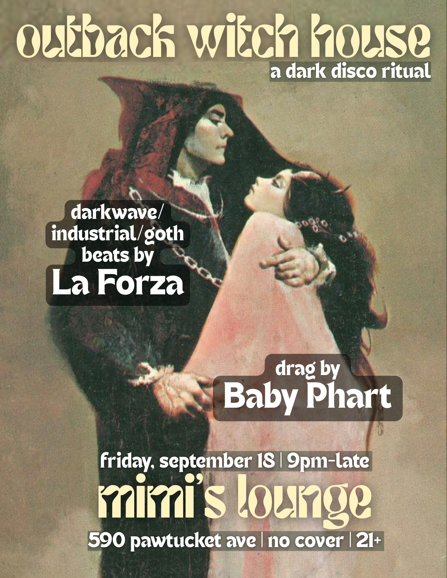 Flyer for 'OUTBACK WITCH HOUSE: Dark Disco & Drag'